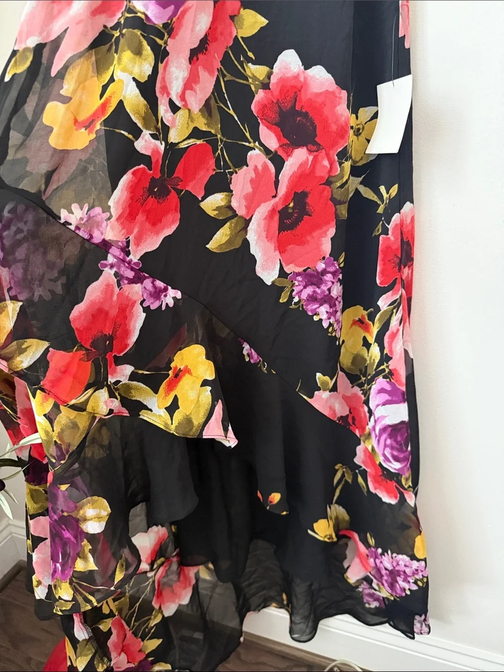 Lulus Love in Bloom Black Floral Print Off-the-Shoulder High-low Dress Size M - Picture 6 of 12